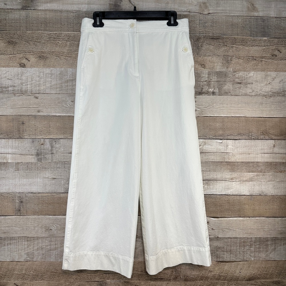 J.Crew 365 Sydney Wide Leg Bi-Stretch Cotton Pants White Nautical Size 8
